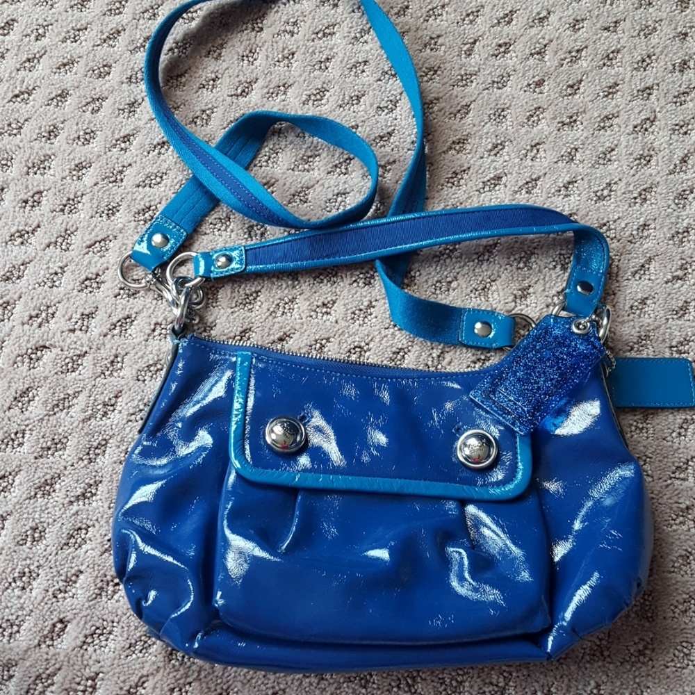 Blue Patent Coach Bag